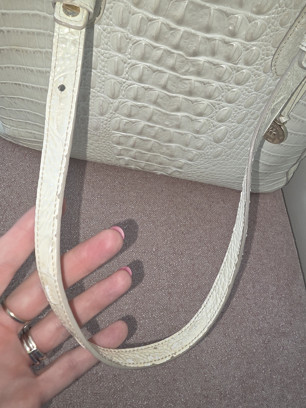 Brahmin Pearl  white, ivory Medium asher  Tote - Picture 4 of 11